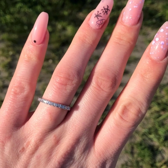 Silver Cubic Zirconia Half-Eternity Ring/Band - Picture 6 of 6